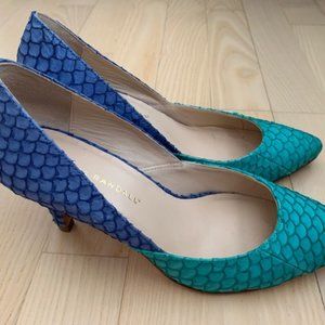 Loeffler Randall two tone snakeskin heels